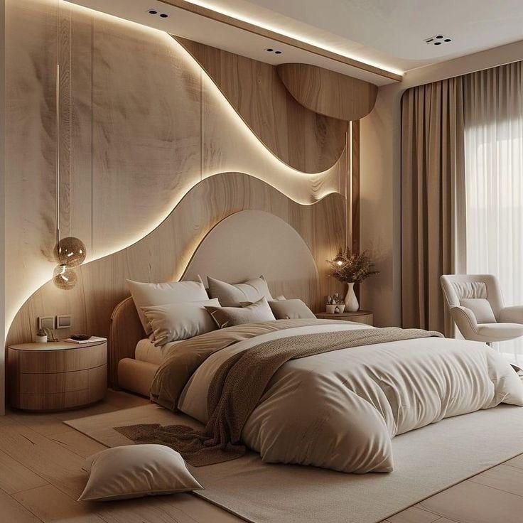 Modern Wooden Wall Design for Bedroom