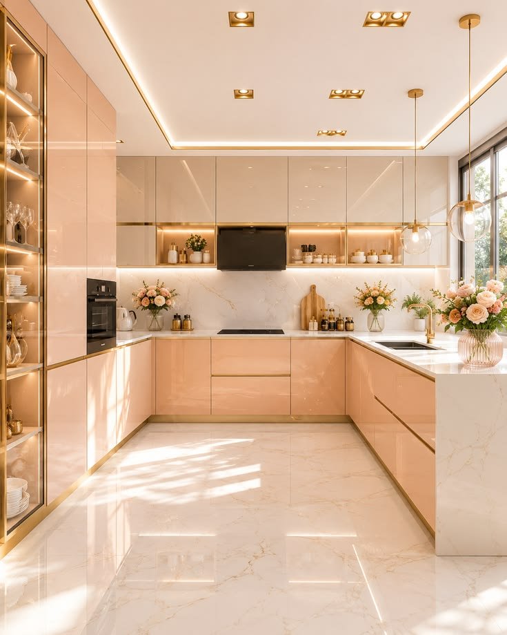 Blush Pink & White Kitchen Colour Combination ideas
