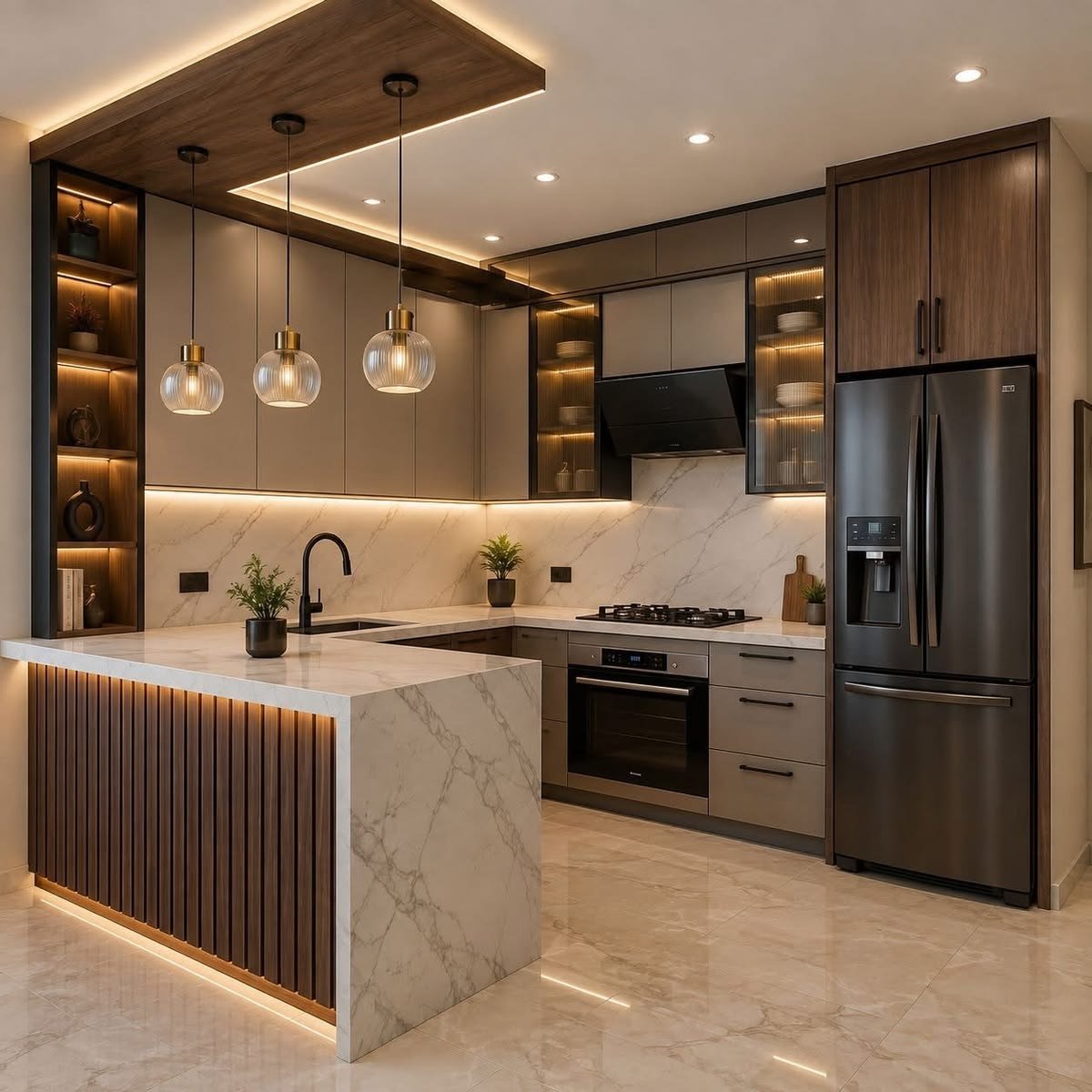 Chocolate Brown and Ivory kitchen colour combination