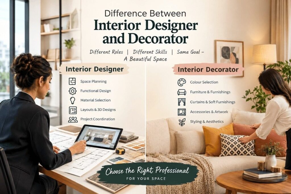 Difference Between Interior Decorator and Interior Designer