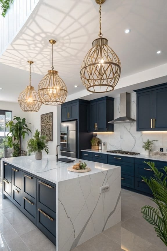 Navy Blue & White Modern Kitchen Colour Combination ideas