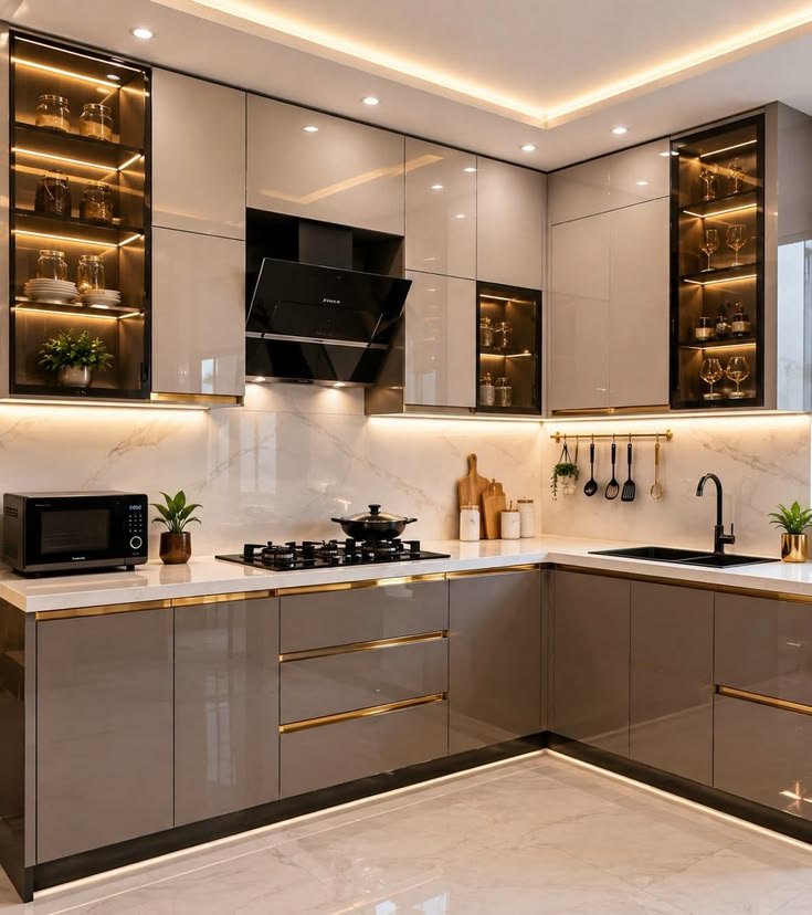 L - Shaped Small Modular Kitchen design Ideas